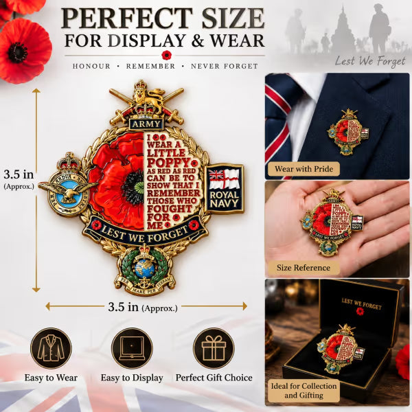 Remembrance Tribute Poppy Collectable Metal Badge