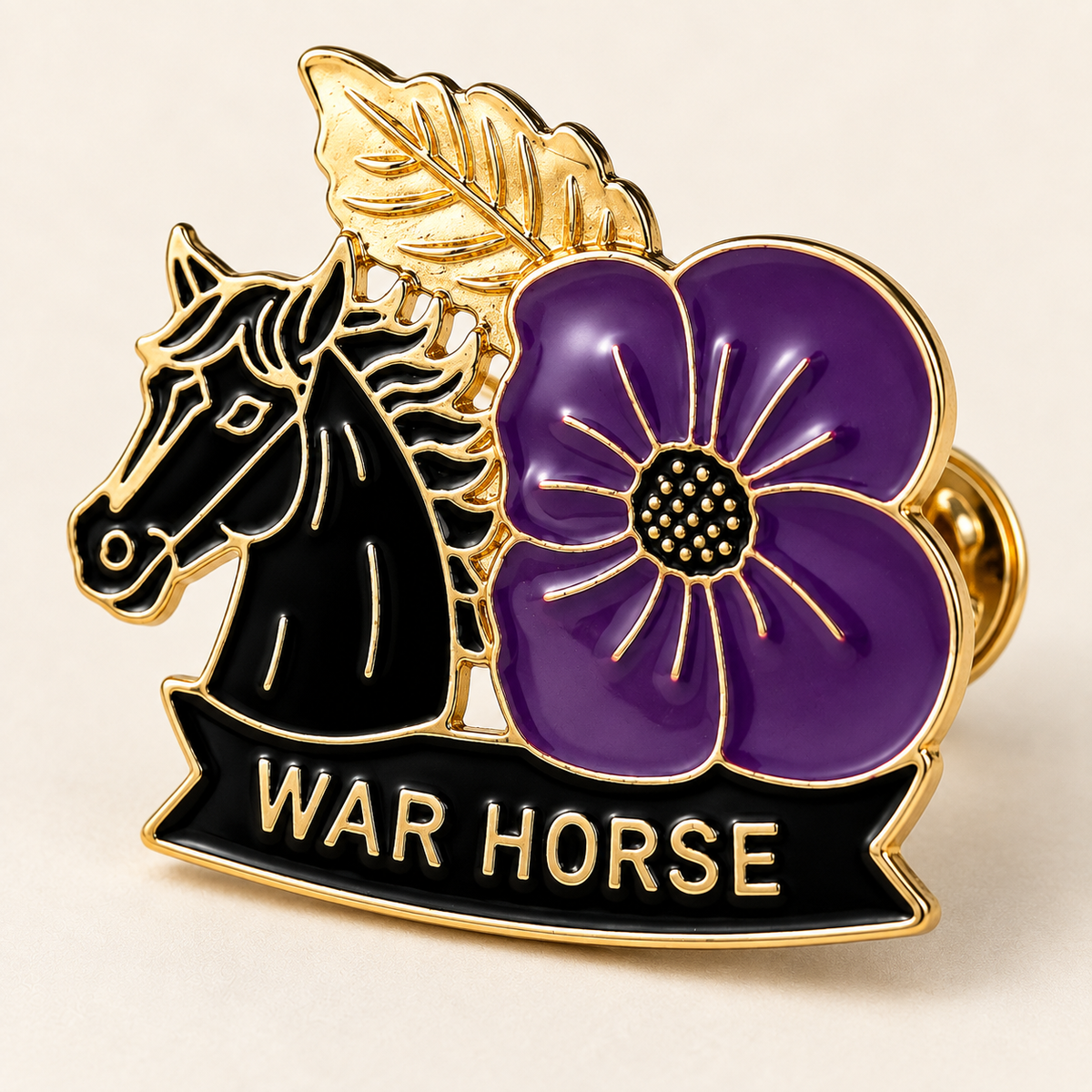 Honor Their Courage — War Horse & Purple Poppy Brooch