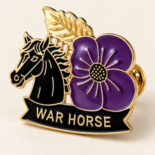 Honor Their Courage — War Horse & Purple Poppy Brooch