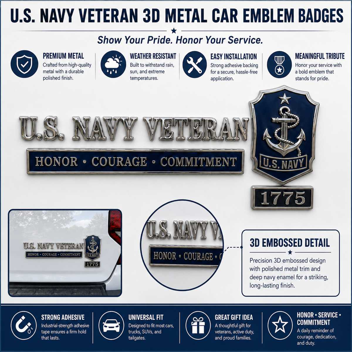 🇺🇸 Last Day Promo: 49% OFF -🎖️U.S. Military Veteran Car Emblem Metal Badge Collection