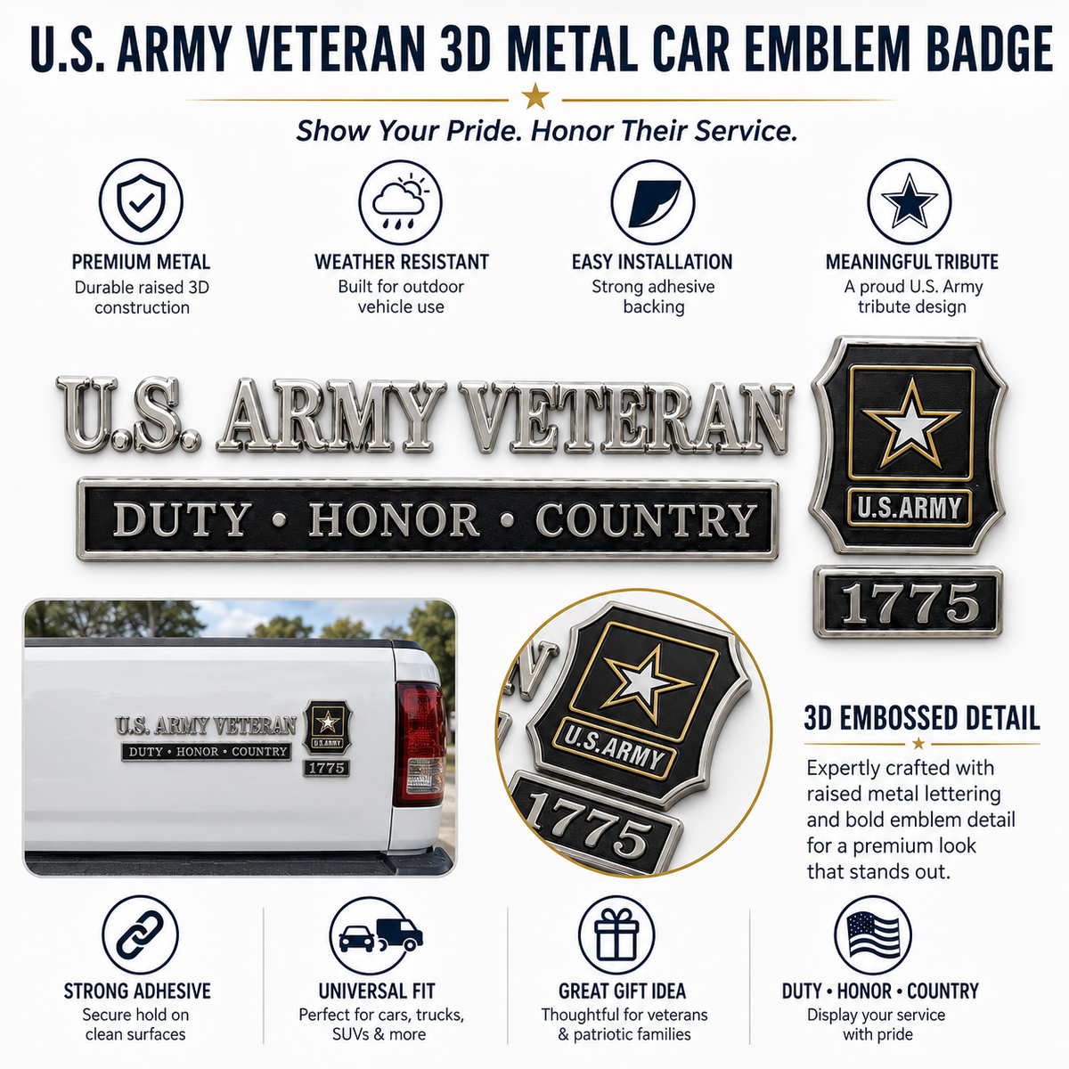 🇺🇸 Last Day Promo: 49% OFF -🎖️U.S. Military Veteran Car Emblem Metal Badge Collection