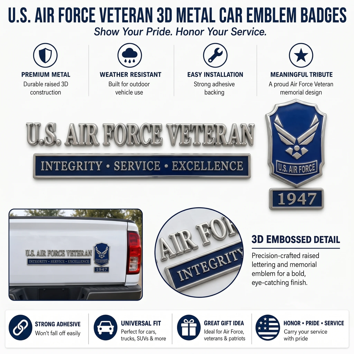 🇺🇸 Last Day Promo: 49% OFF -🎖️U.S. Military Veteran Car Emblem Metal Badge Collection