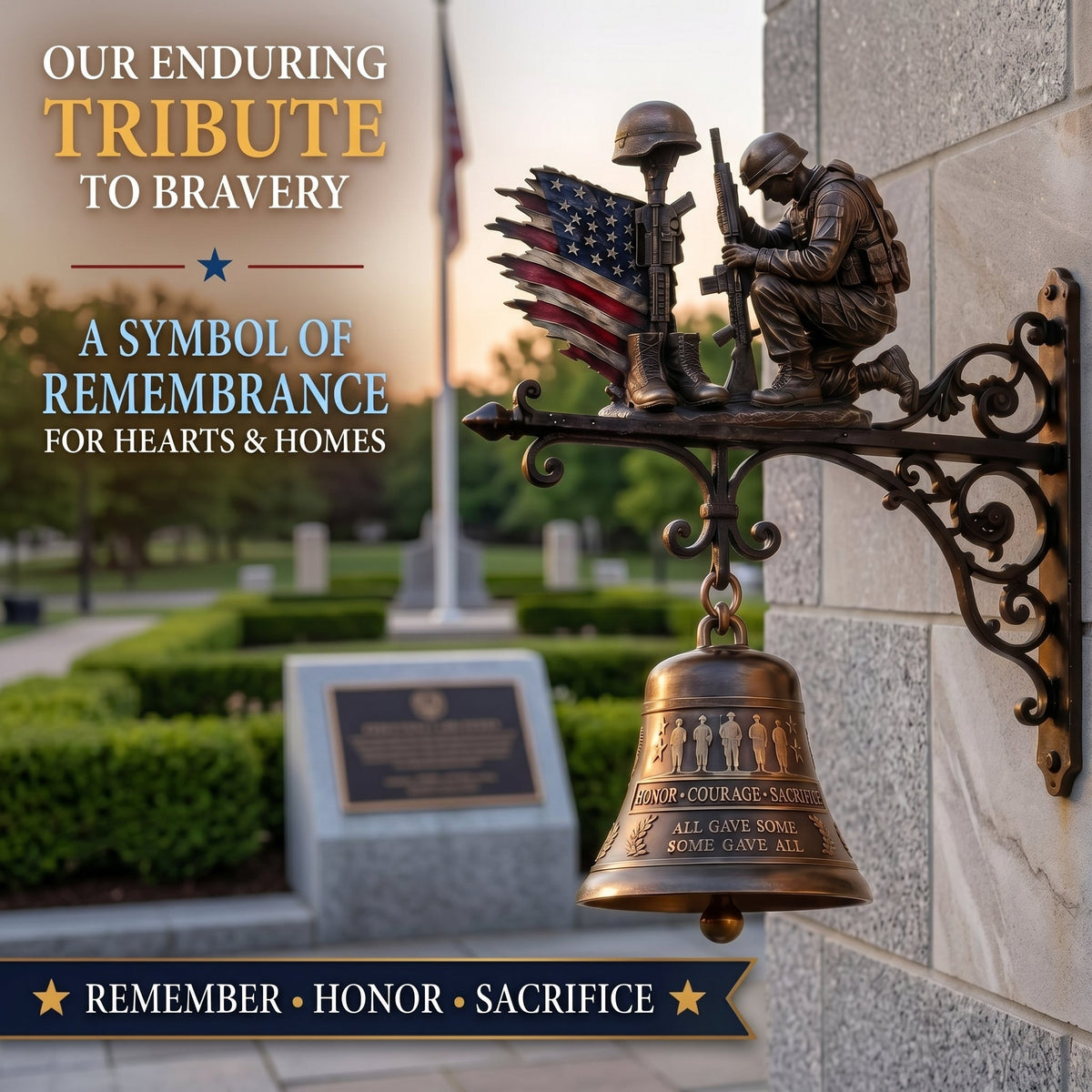 "Honor Courage Sacrifice" Fallen Soldier Wall Bell – A Tribute That Rings Forever