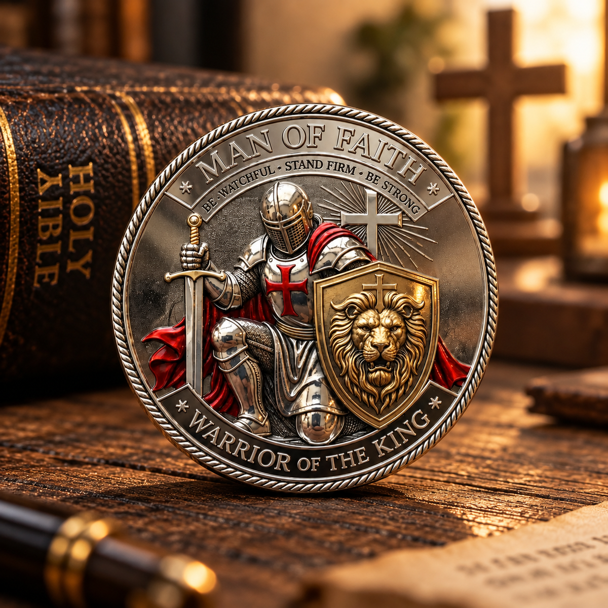 Last Day Sale — 49% OFF | Man of Faith Warrior Commemorative Coin 🦁