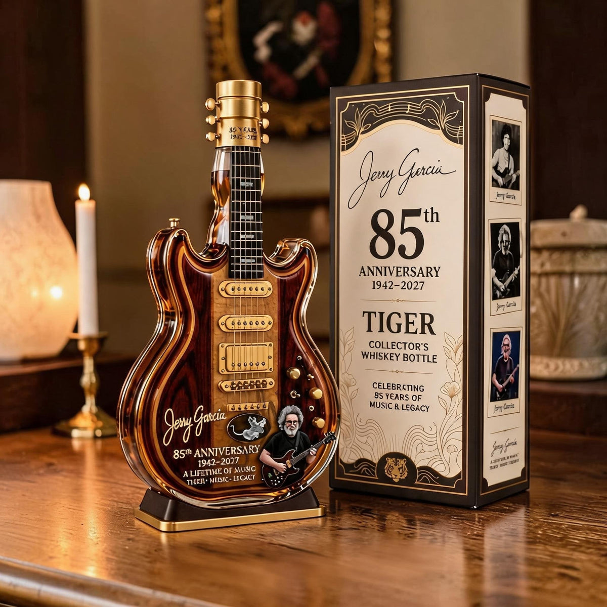 🎸Jerry Garcia 85th Anniversary Tiger Guitar Glass Decanter
