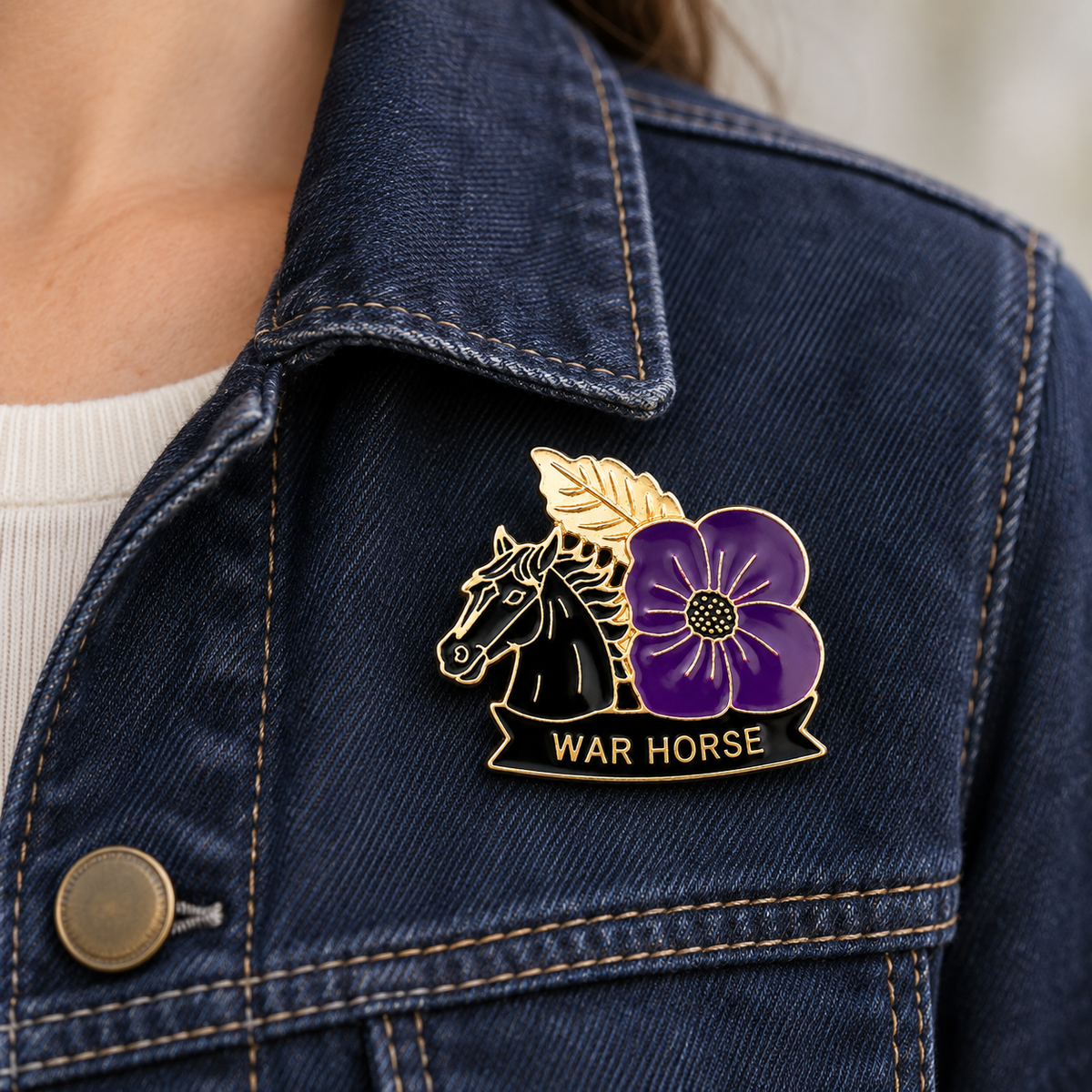 Honor Their Courage — War Horse & Purple Poppy Brooch