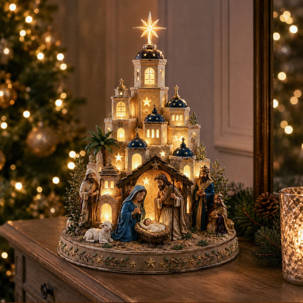🔥 LAST DAY 51% OFF | Bethlehem Nativity Lighted Church Tower – A Meaningful Christmas Keepsake ✨