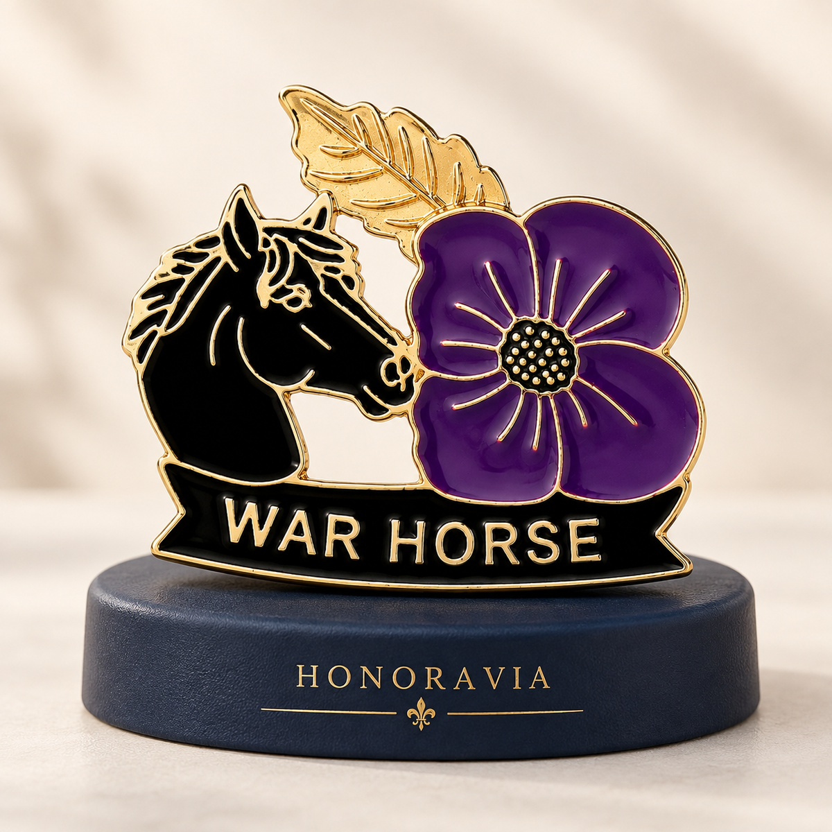 Honor Their Courage — War Horse & Purple Poppy Brooch