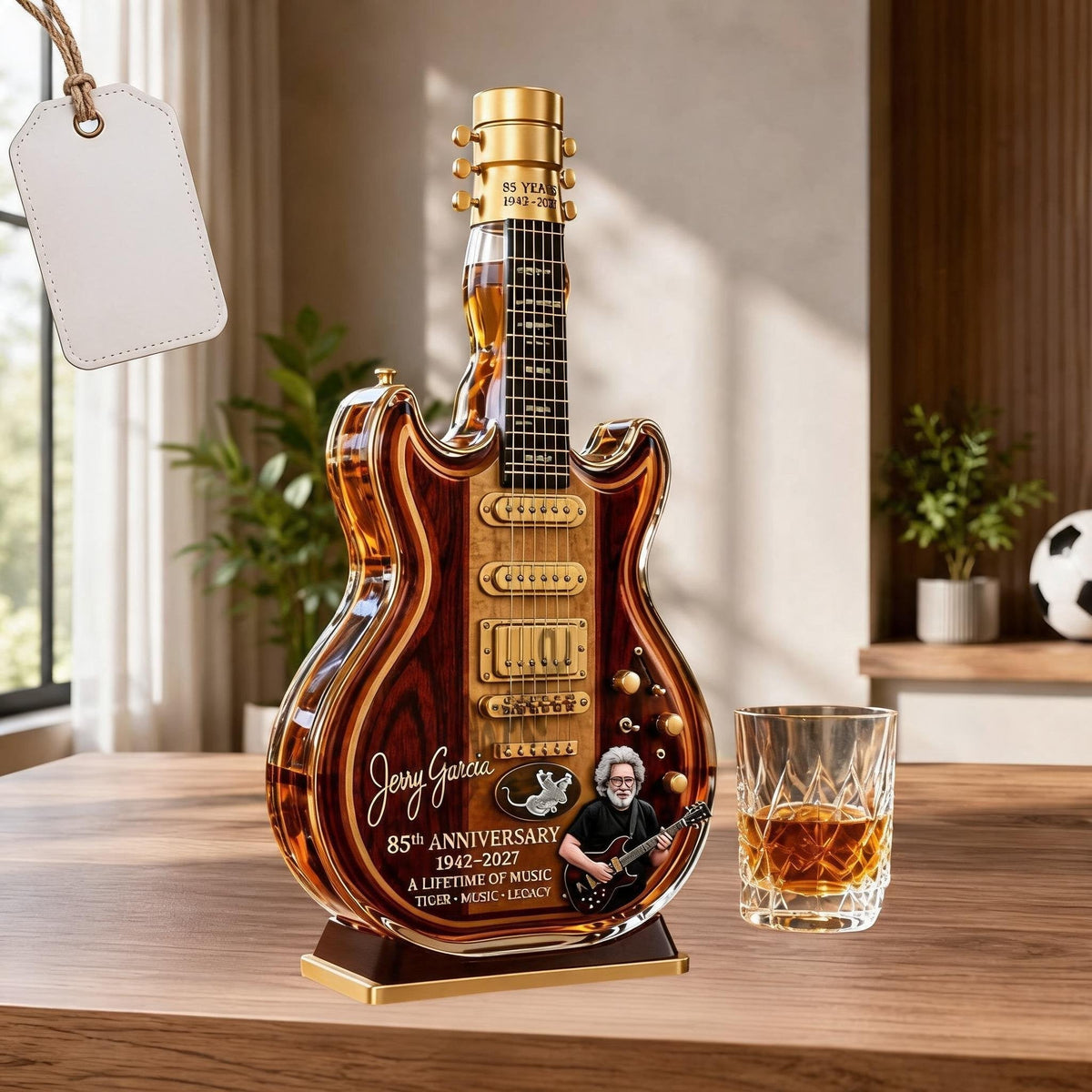 🎸Jerry Garcia 85th Anniversary Tiger Guitar Glass Decanter