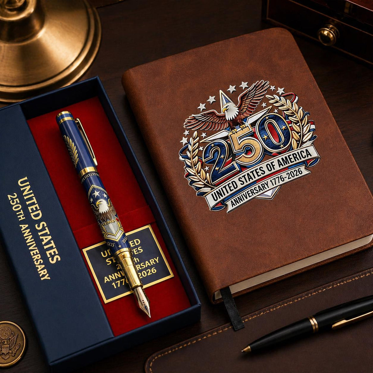 🎁USA 250th Anniversary Notebook & Pen Set, 1776-2026 Patriotic Gift
