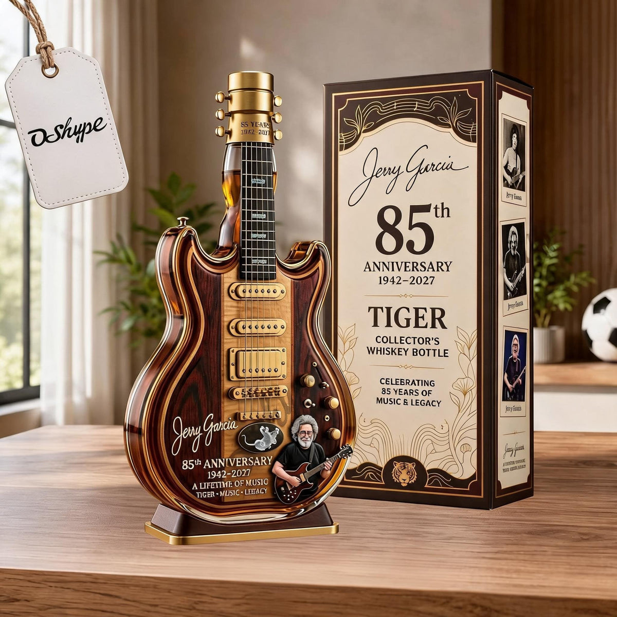 🎸Jerry Garcia 85th Anniversary Tiger Guitar Glass Decanter