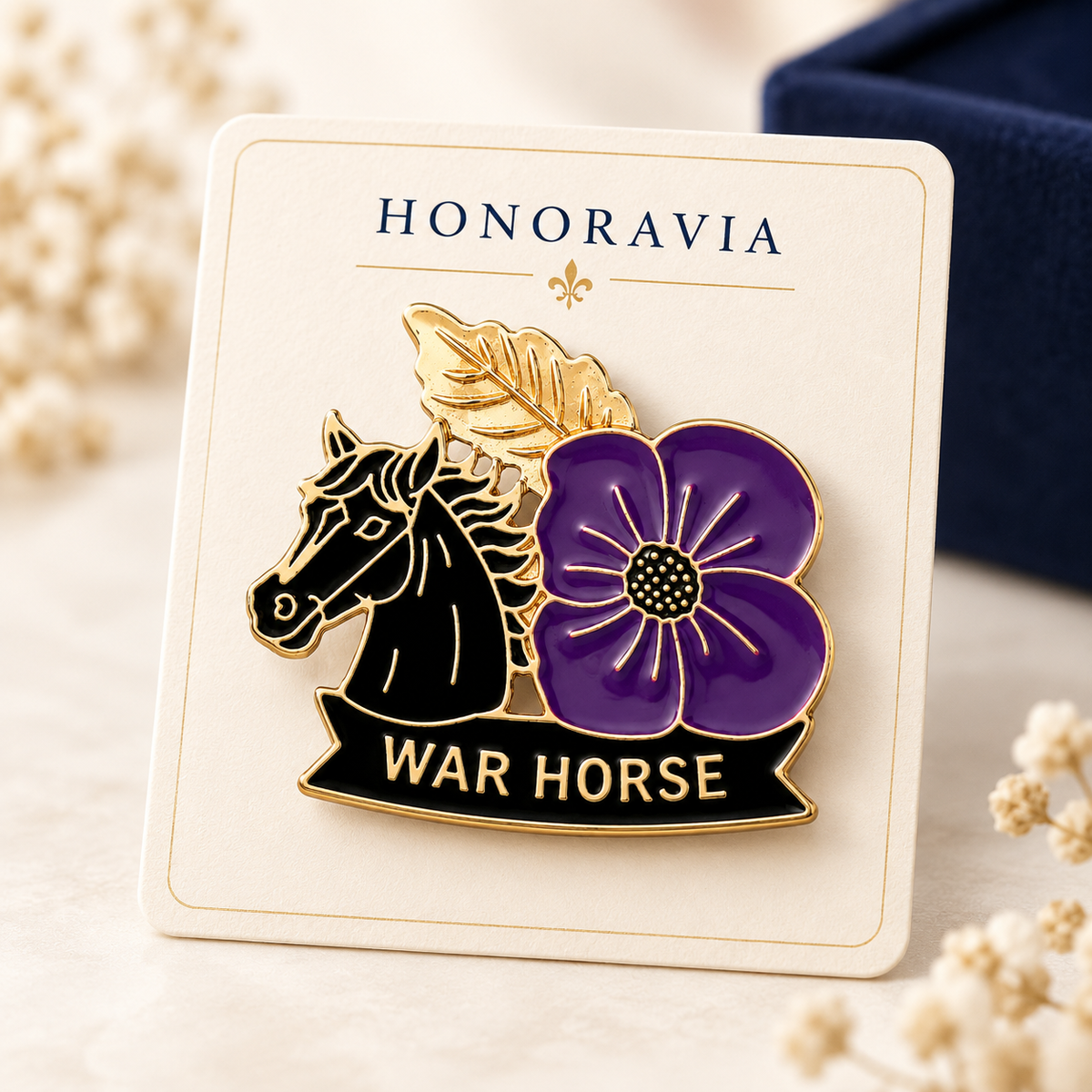 Honor Their Courage — War Horse & Purple Poppy Brooch
