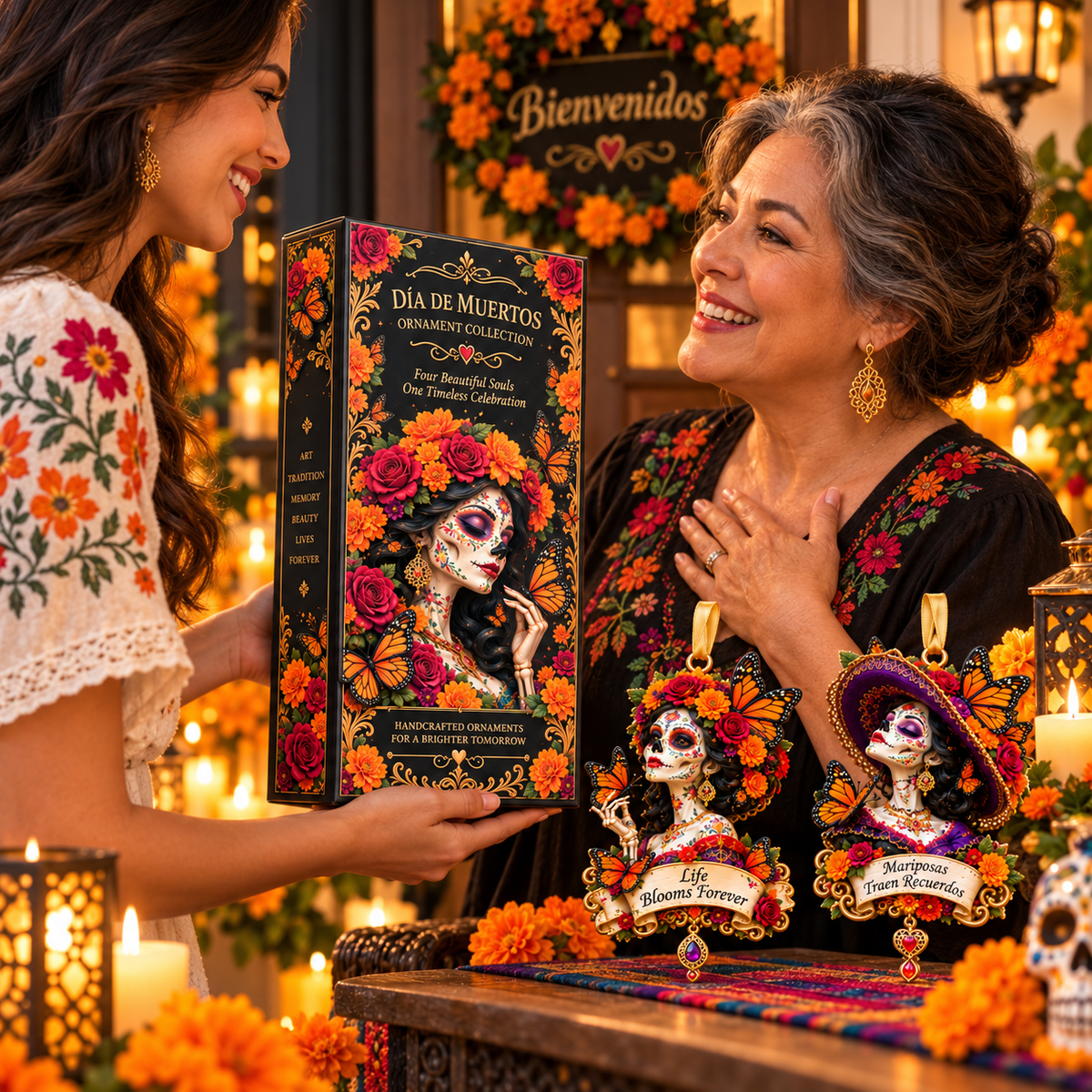 Día de Muertos Catrina Butterfly Ornament  –  Floral Day of the Dead Keepsake Collection, Meaningful Gift for Family & Loved Ones