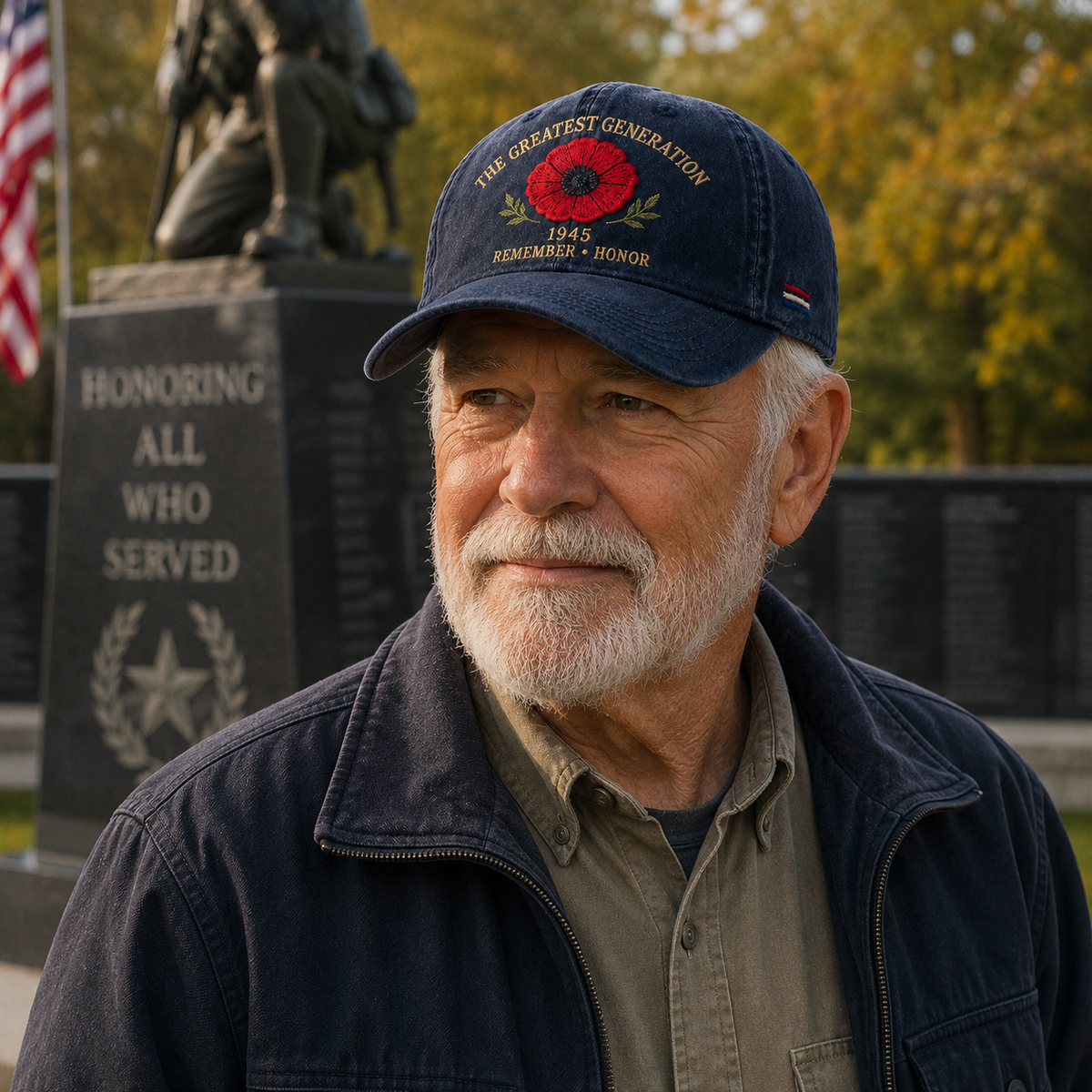 🎁 The Greatest Generation 1945 Memorial Poppy Cap – Remember & Honor
